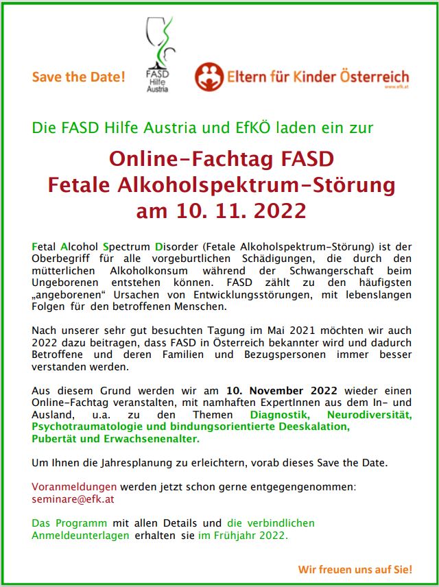 Save the date FASD Online Fachtag 2022